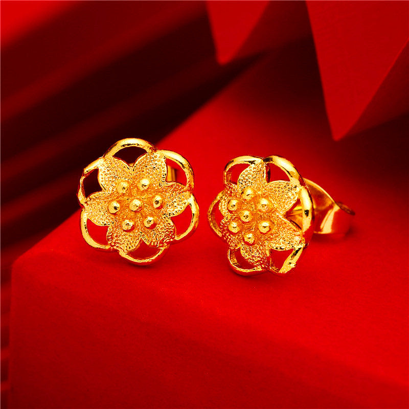 Women's Gold Small Ear Bar Simulation European Coin Earrings