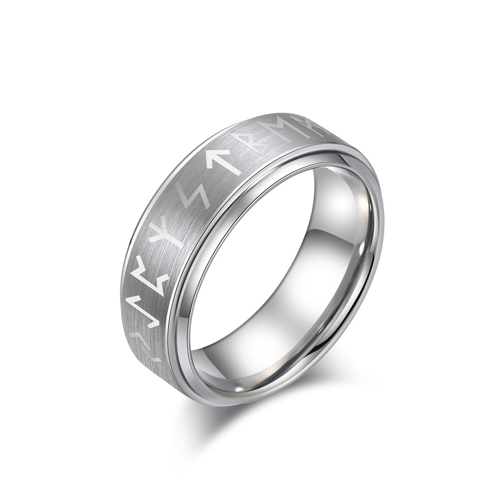 Nordic Viking Tungsten Steel Rune Gold Rings