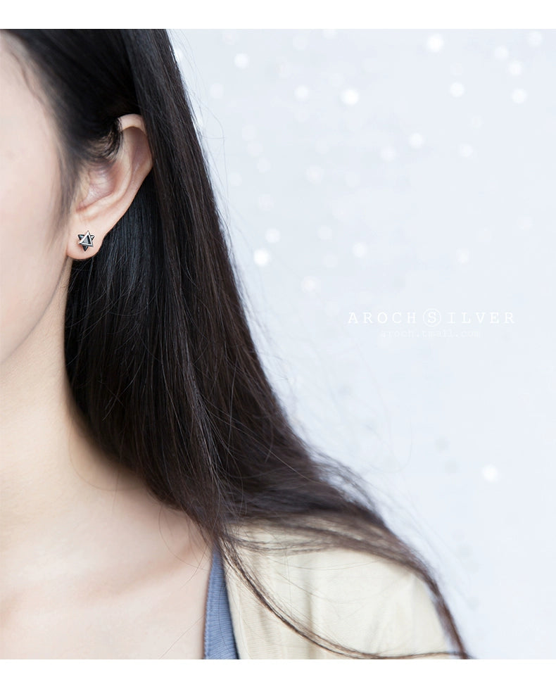 Sier Female Style Simple Rhinestone Triangle Earrings