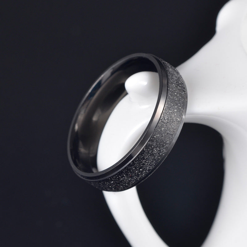 Titanium Steel Double Step Frosted Simple Rings