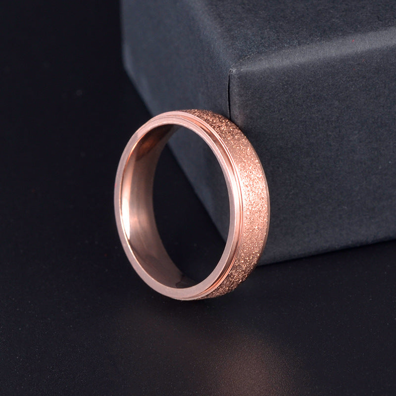 Titanium Steel Double Step Frosted Simple Rings