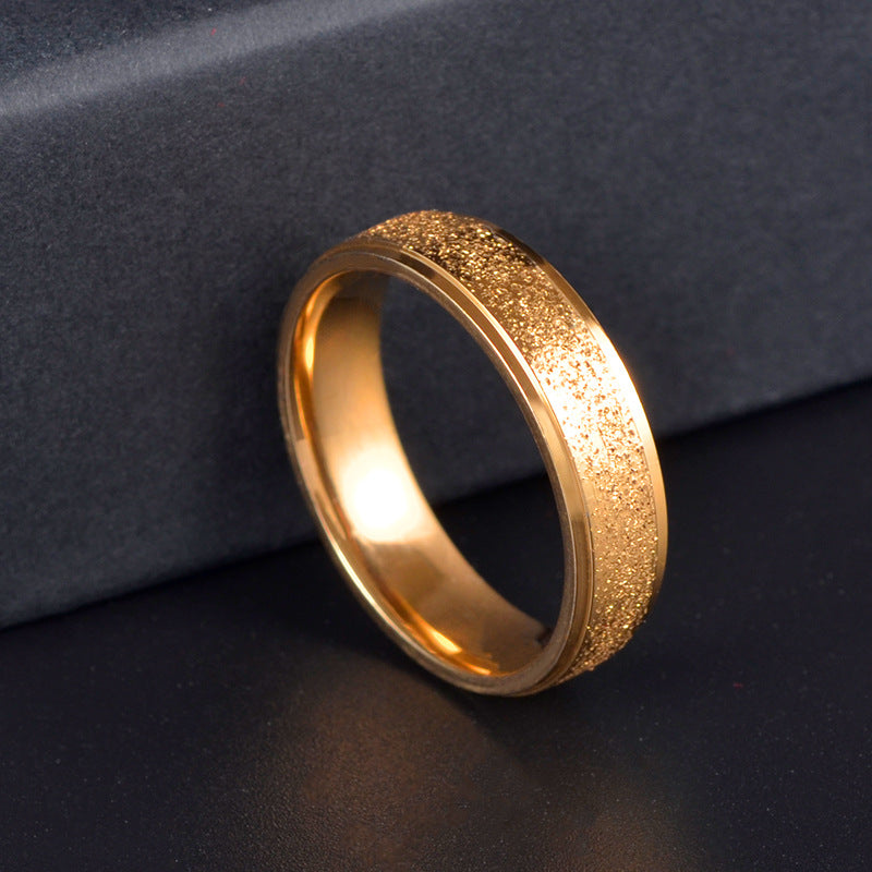 Titanium Steel Double Step Frosted Simple Rings