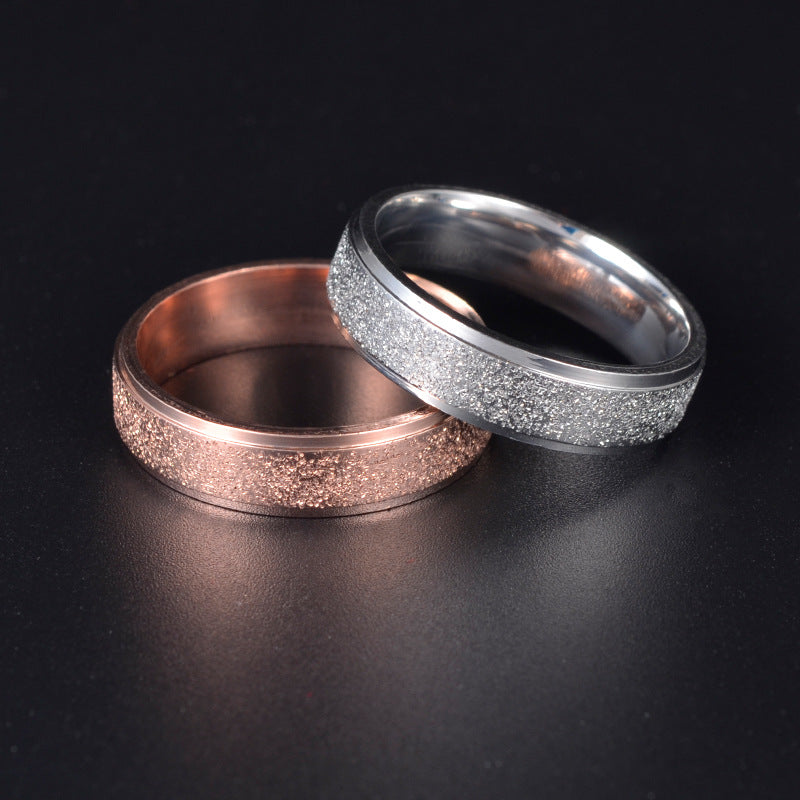 Titanium Steel Double Step Frosted Simple Rings