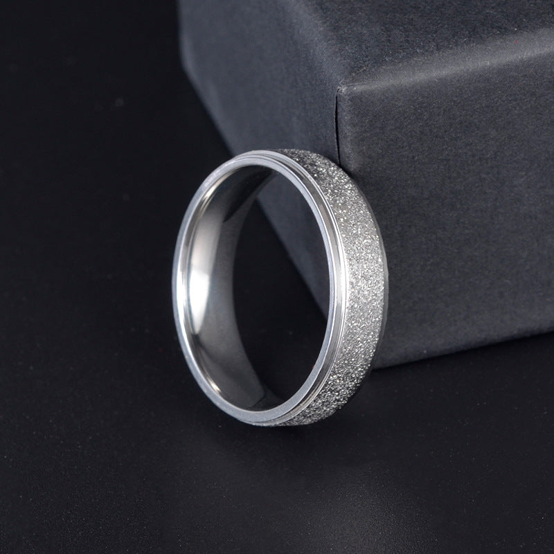 Titanium Steel Double Step Frosted Simple Rings
