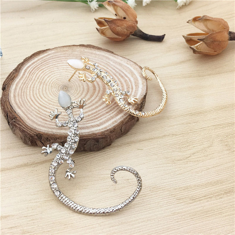 Diamond Punk Exaggerated Lizard Gecko Ear Earrings