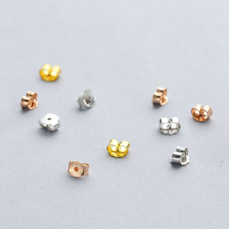 White Copper Sterling Sier Earplug Gold Rose Earplugs Ear Stud Earrings