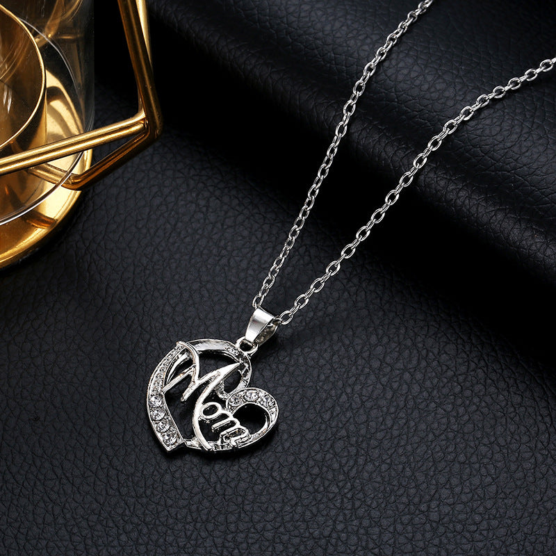 Women's Creative Heart Shape With Diamond Female Necklaces