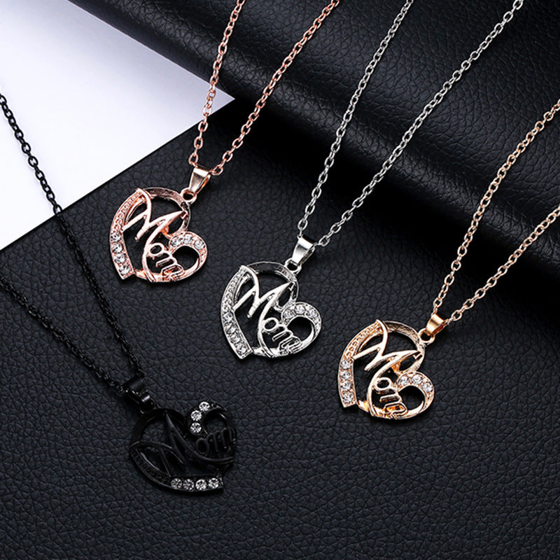 Women's Creative Heart Shape With Diamond Female Necklaces