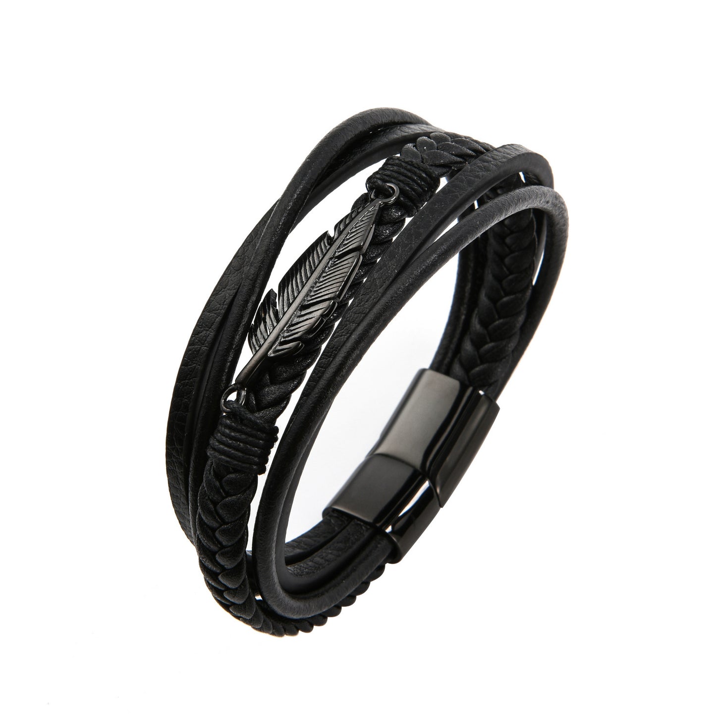 Men's Creative Stainless Steel Feather Accessories Leather Bracelets