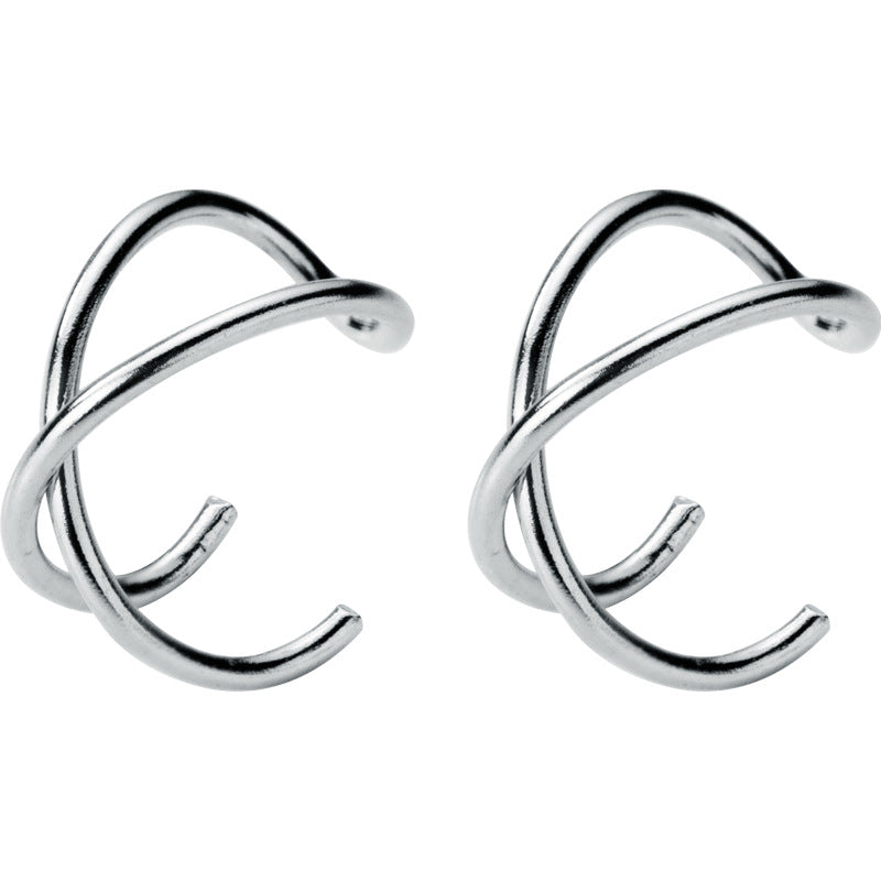 Women's & Men's Sier Ear Clip Simple Personality Trendy Earrings