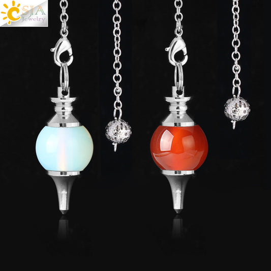 Round White Crystal Amethyst Powder Spirit Pendants