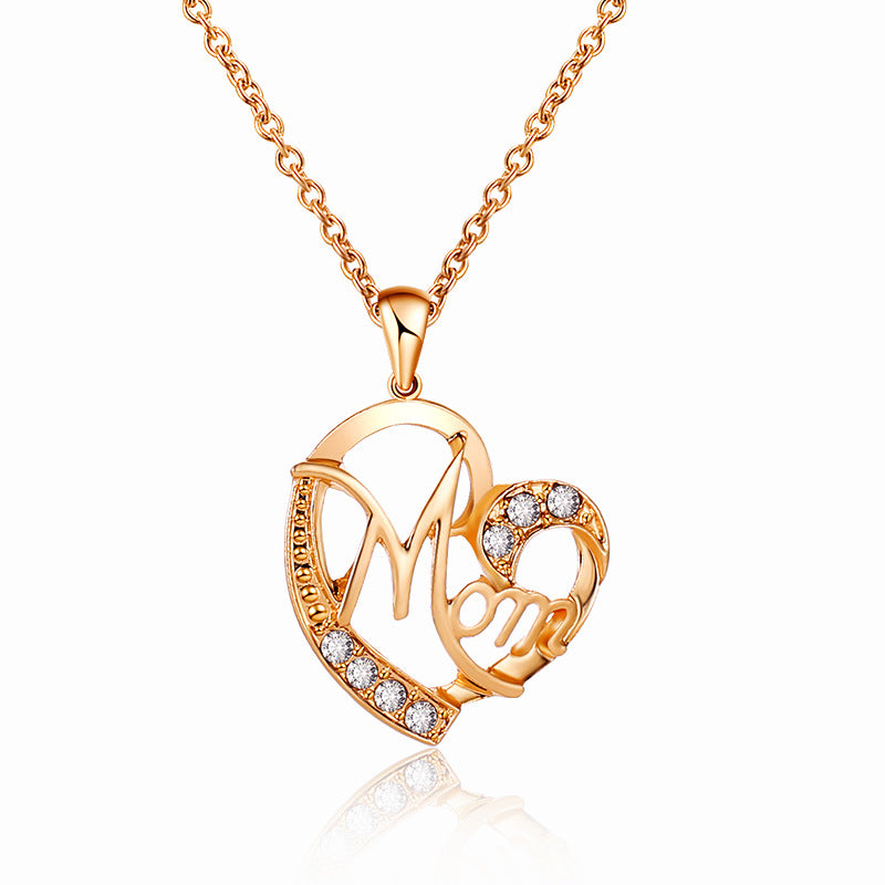 Women's Creative Heart Shape With Diamond Female Necklaces