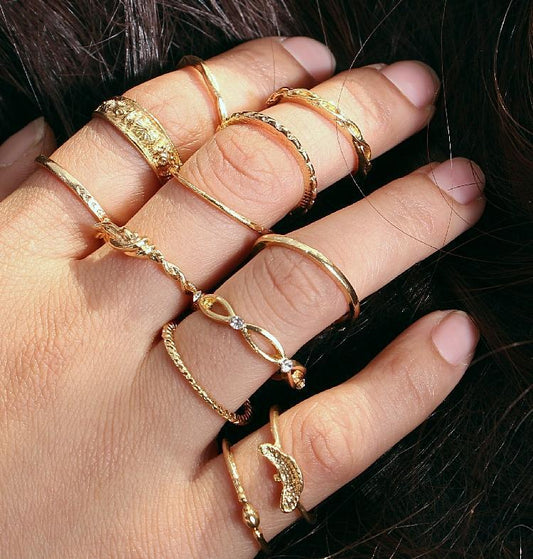 Slouchy Innovative Ornament Gold Fashion Set Rings