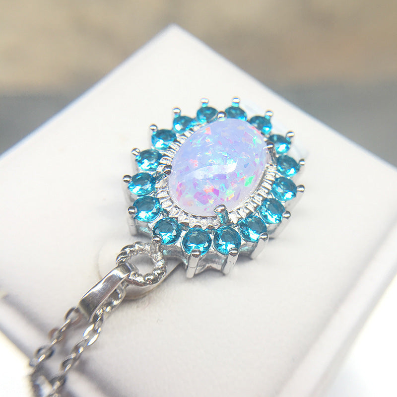 Classy Elegant Women's Opal Clavicle Chain Necklace
