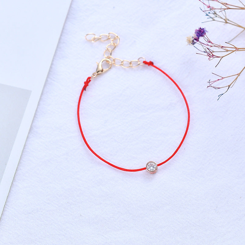 Simple Style Life Red Rope Zircon Bracelets