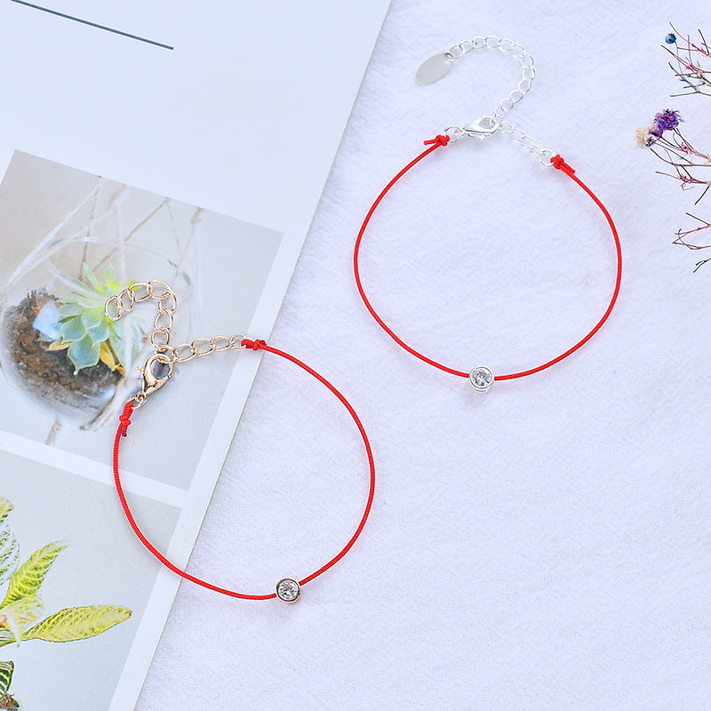 Simple Style Life Red Rope Zircon Bracelets