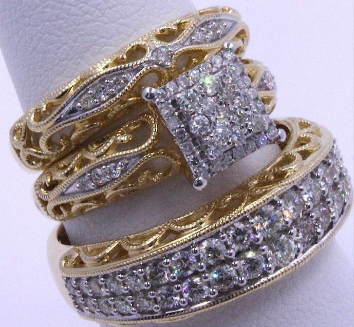 Glamorous Classy Fashion Ladies Three-piece Diamond Ring