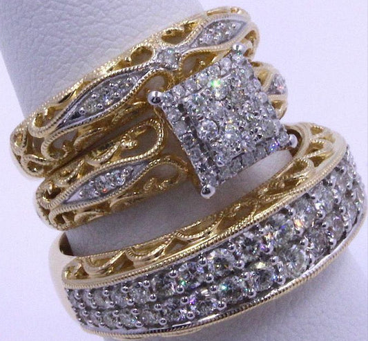 Glamorous Classy Fashion Ladies Three-piece Diamond Ring