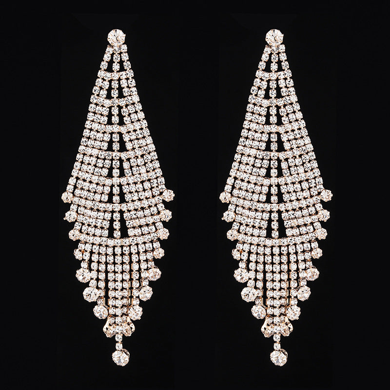 Fashion Fashionmonger Rhinestone Claw Chain Long Stud Earrings