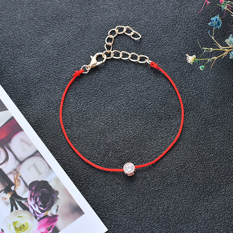 Simple Style Life Red Rope Zircon Bracelets