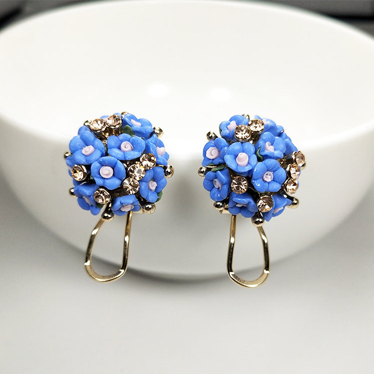 Women's Simple Cute Ceramic Diamond Korean Style Ear Clip Earrings