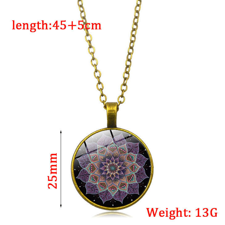 Women's & Men's Flowers Time Gem Cabochon Accessories Crystal Necklaces