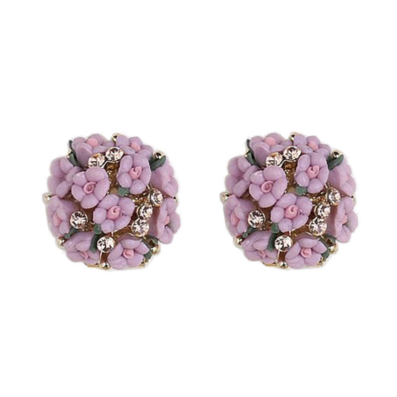 Women's Simple Cute Ceramic Diamond Korean Style Ear Clip Earrings