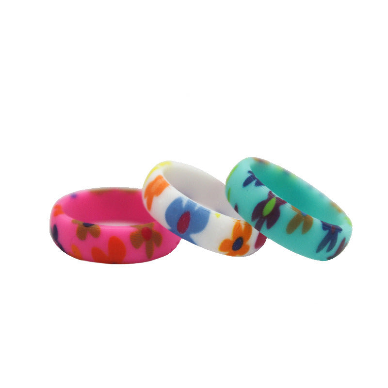 Women's Jonquil Printed Silicone Finger Korean Street Rings