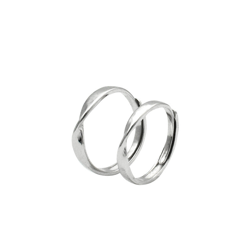 Women's & Men's Lettering Design Mobius Strip Sterling Sier Couple Rings
