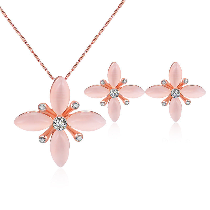 Women's Bridal Peacock Gem Opal For Jewelry Set