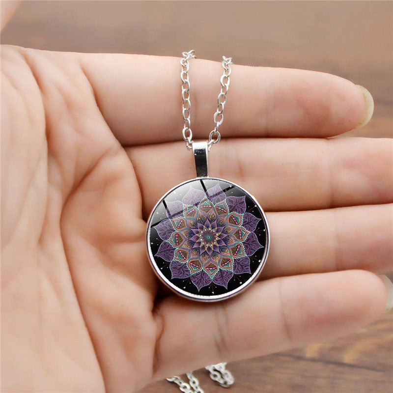 Women's & Men's Flowers Time Gem Cabochon Accessories Crystal Necklaces