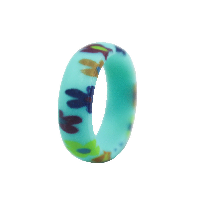 Women's Jonquil Printed Silicone Finger Korean Street Rings