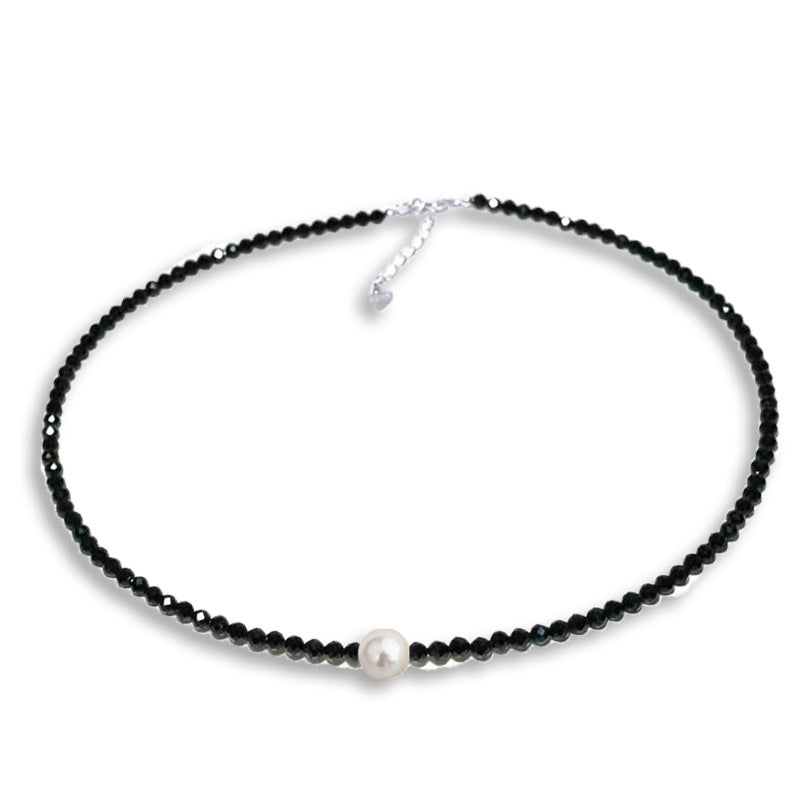 Black Spinel Clavicle Chain Short Neck Necklace