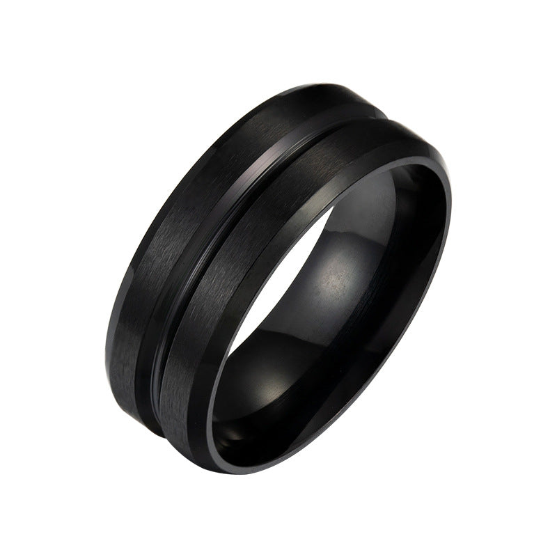 Men's Middle Groove Frosted Stainless Steel Popular Rings