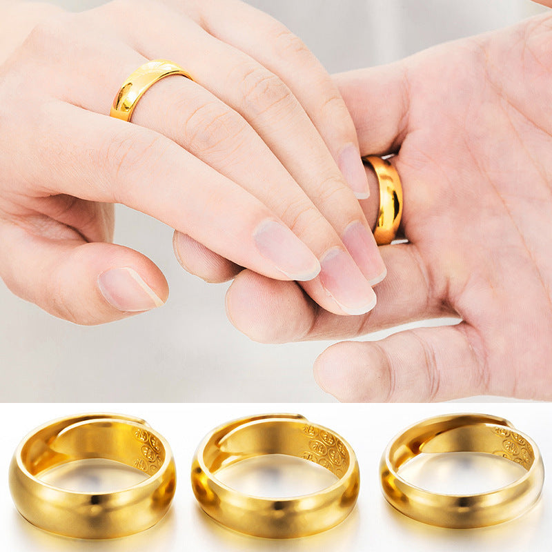 Women's & Men's Imitation Gold Glossy Couple Gold-plated Open Vietnam Rings