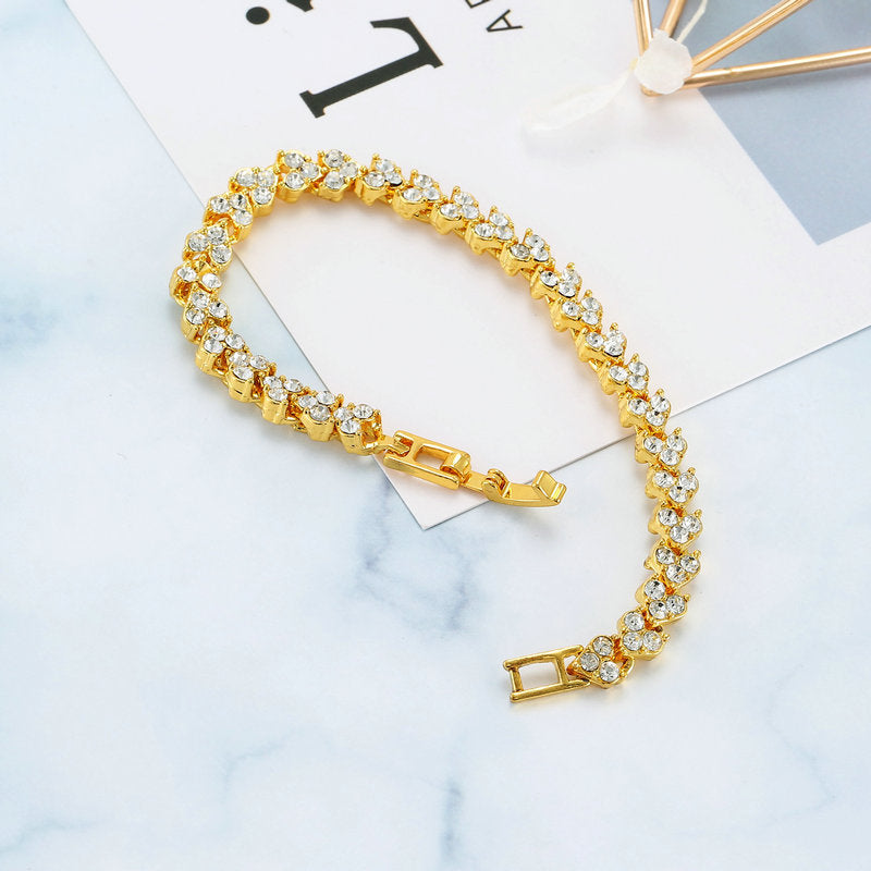 Heart-shaped Diamond Sier Plated Roman Fashion Bracelets