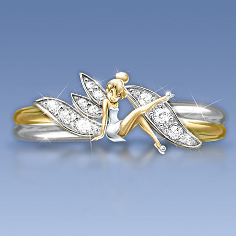 Cute Angel Female Color Separation Finger Rings