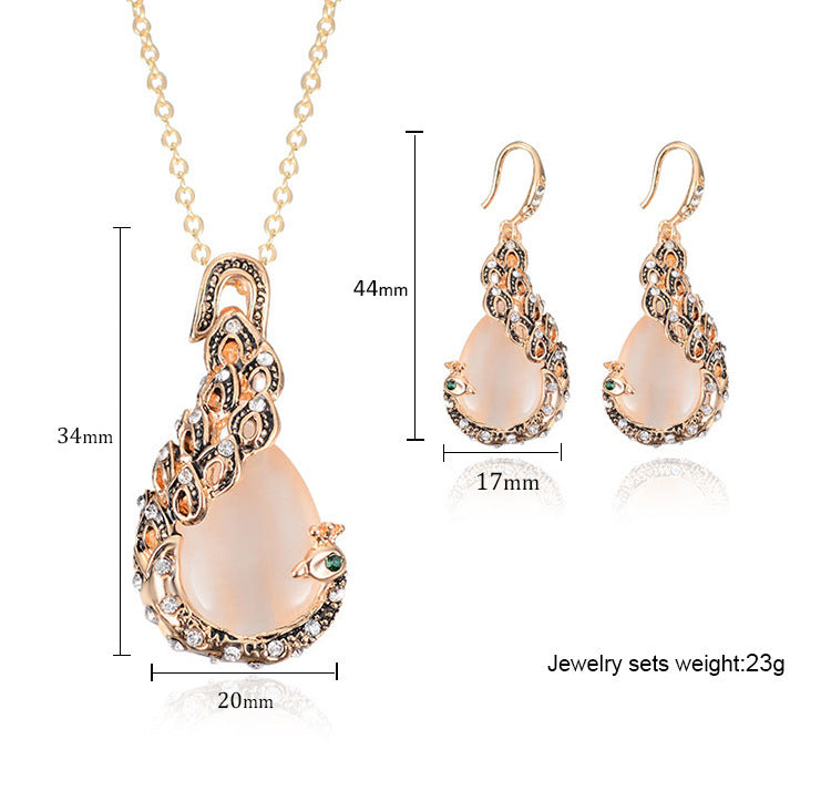 Women's Bridal Peacock Gem Opal For Jewelry Set