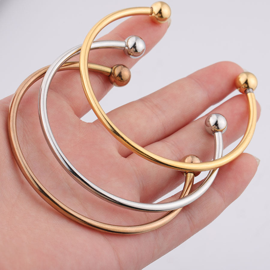 Stainless Steel Open Round Beads Can Match Basic Style Bracelets