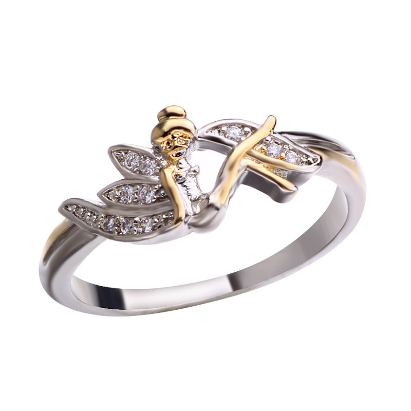 Cute Angel Female Color Separation Finger Rings