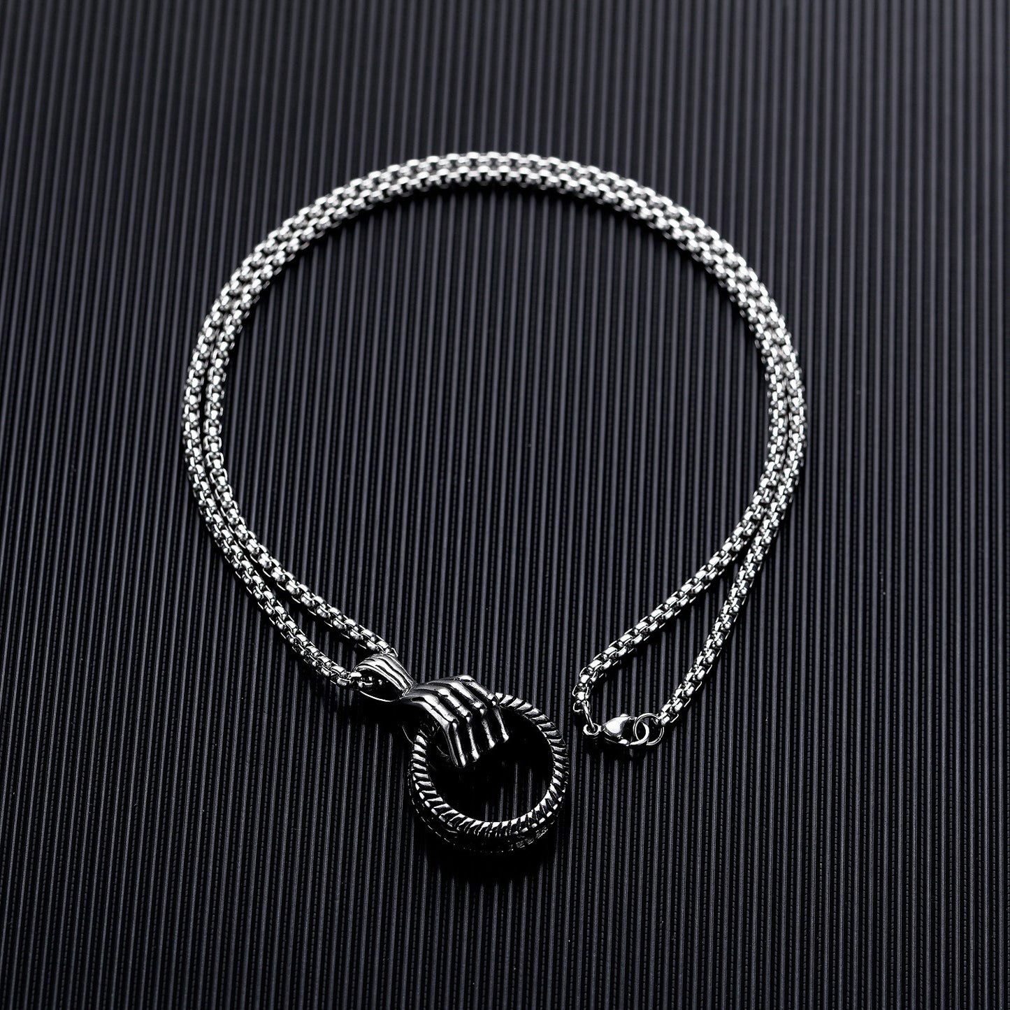 Men's Hip Hop Skull Hand Personality Titanium Necklaces