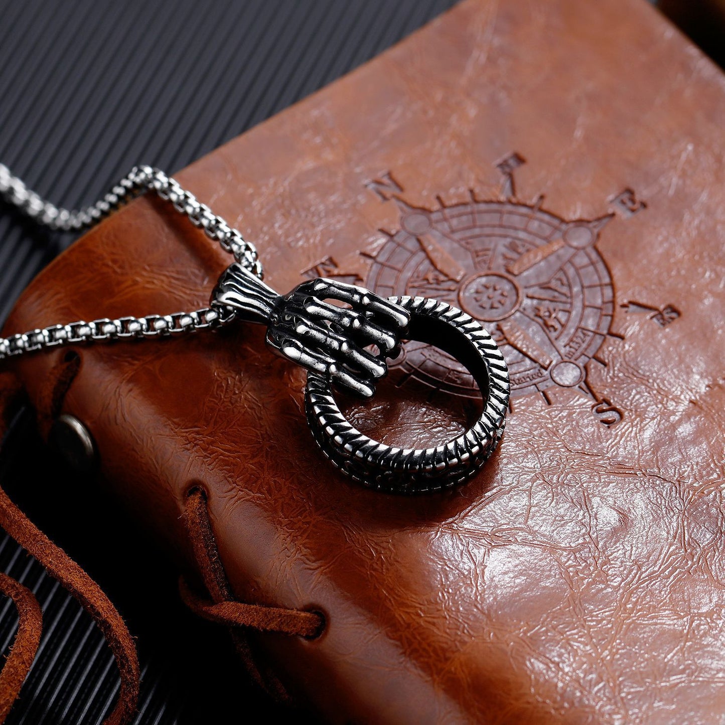 Men's Hip Hop Skull Hand Personality Titanium Necklaces