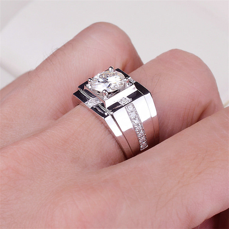 Domineering Open Diamond Wedding Couple Valentine's Rings