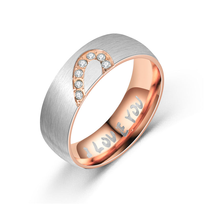 Graceful Half Peach Heart Couple Couples Rings