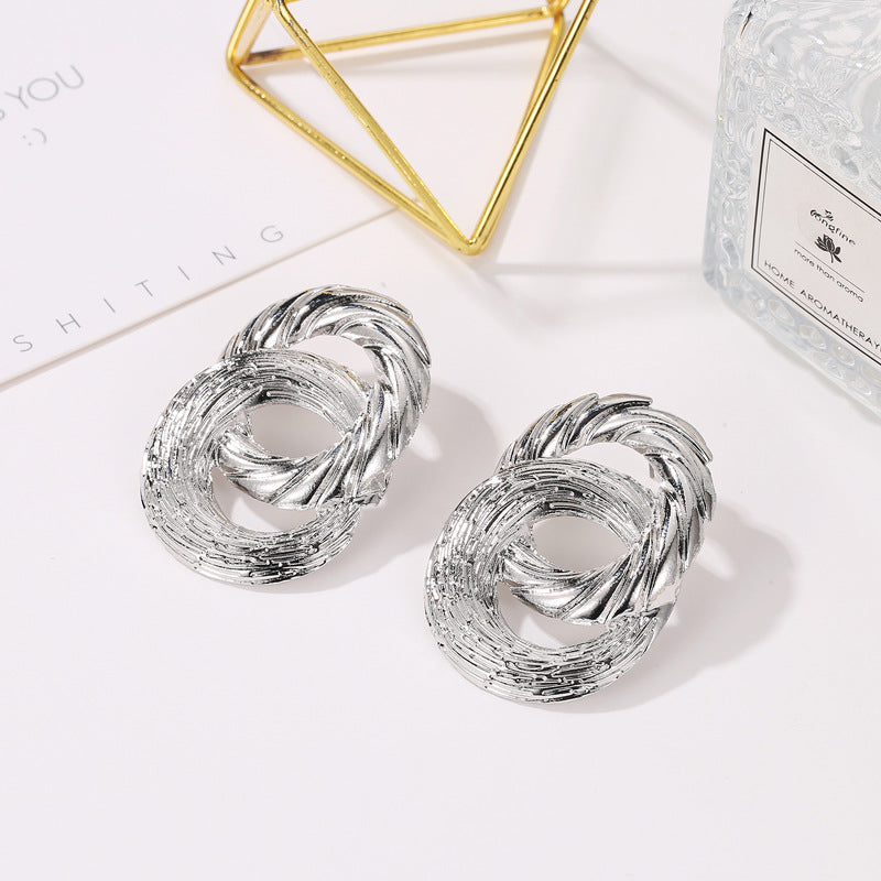 New Ear Twist Brushed Punk Alloy Earrings