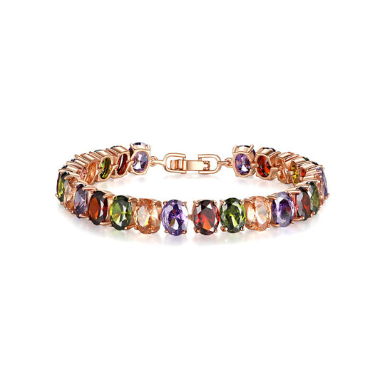 Women's Fashionable Rose Gold Zircon Fresh Simple Rhinestone Brace Bracelet