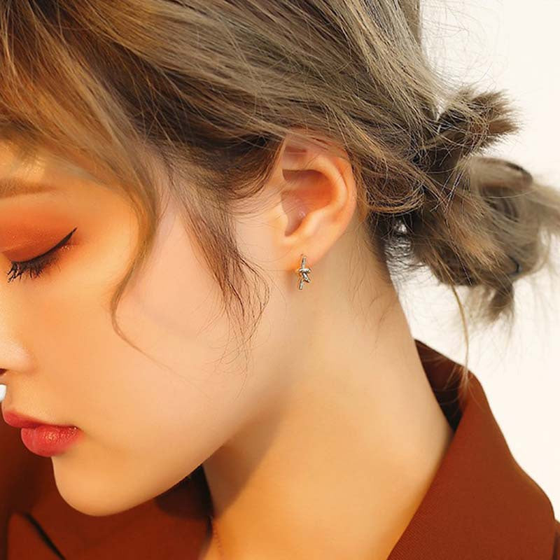 Knotted For Female Simple Korean Style Stud Earrings