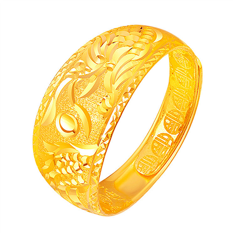 Women's & Men's Creative Dragon Phoenix Couple Smooth Gold-plated Rings