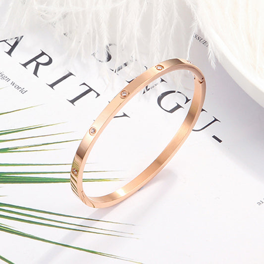 Fashionmonger Creative Style Stainless Steel Rose Gold Diamond Female Bracelets