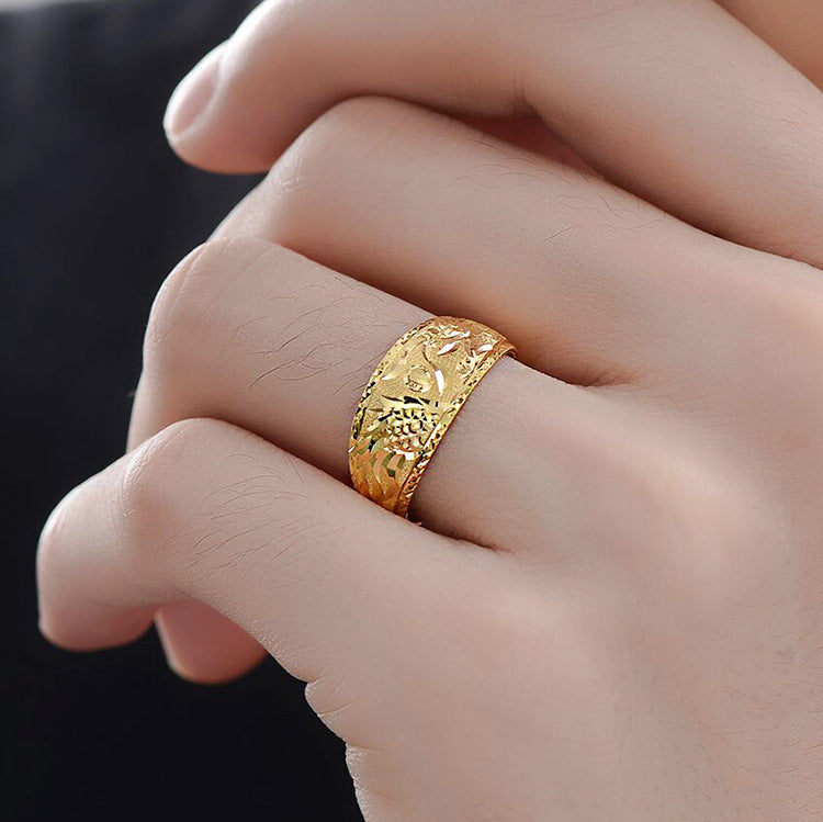 Women's & Men's Creative Dragon Phoenix Couple Smooth Gold-plated Rings